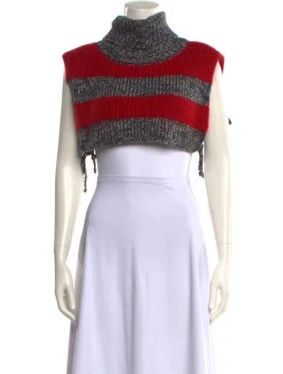 Pre-owned Gucci Linen Colorblock Pattern Sweater In Red