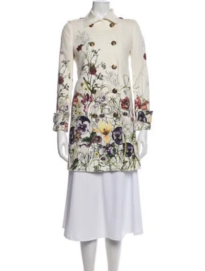 Pre-owned Gucci Linen Floral Print Coat In Neutrals