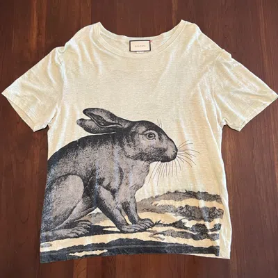 Pre-owned Gucci Linen Hare / Rabbit Tee In Green