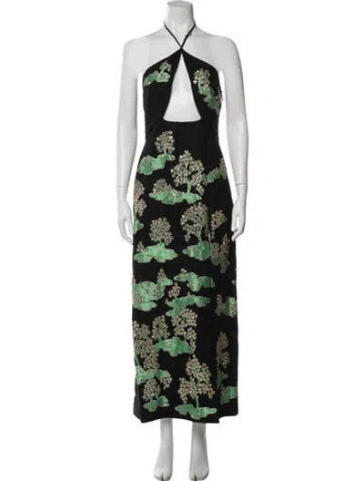 Pre-owned Gucci Linen Long Dress In Black