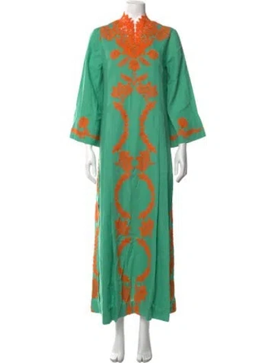 Pre-owned Gucci Linen Long Dress In Green