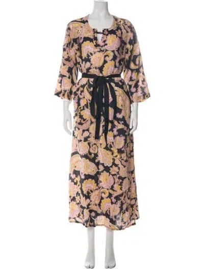 Pre-owned Gucci Linen Long Dress In Multi