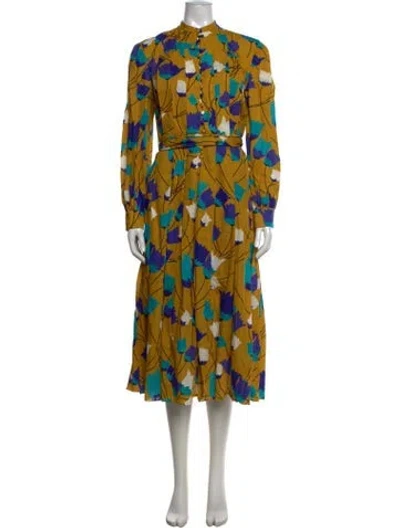 Pre-owned Gucci Linen Long Dress In Yellow