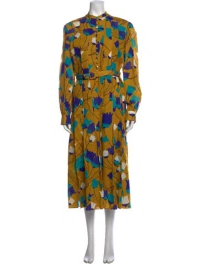Pre-owned Gucci Linen Midi Length Dress W/ Tags In Yellow