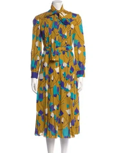 Pre-owned Gucci Linen Midi Length Dress In Yellow