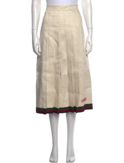 Pre-owned Gucci Linen Midi Length Skirt In Neutral