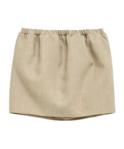 Gucci Linen Mini Skirt In Nude