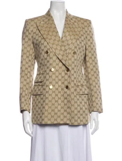 Pre-owned Gucci Linen Patterned Blazer In Neutrals