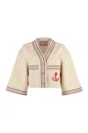 Gucci Linen And Cotton Shirt With Anchor Patch In Nude