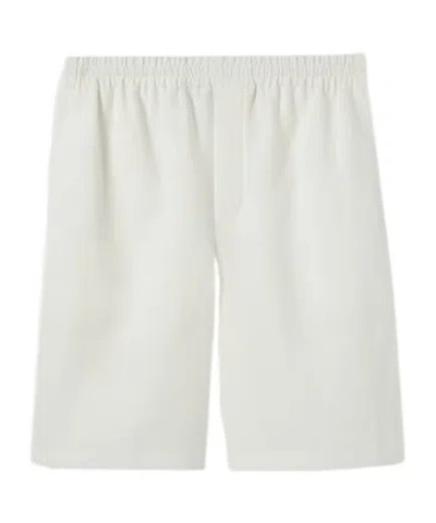 Gucci Linen Shorts With Embossed Logo In White