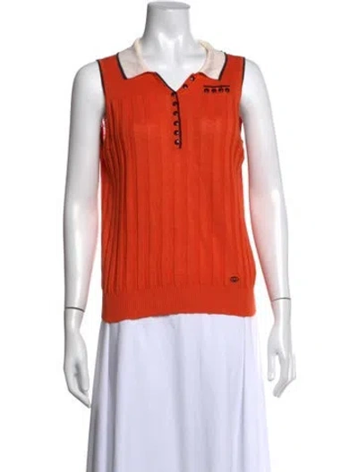 Pre-owned Gucci Linen Sleeveless Polo In Orange
