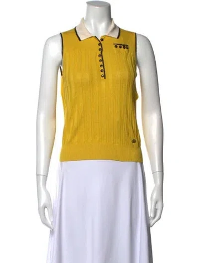 Pre-owned Gucci Linen Sleeveless Polo In Yellow
