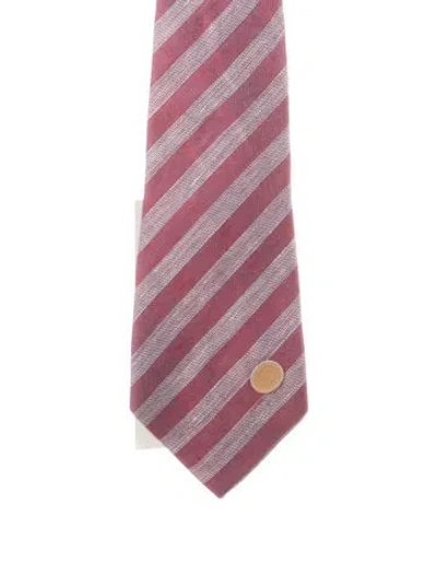 Pre-owned Gucci Linen Striped Tie In Burgundy