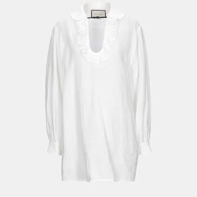 Pre-owned Gucci Linen Tops 42 In White