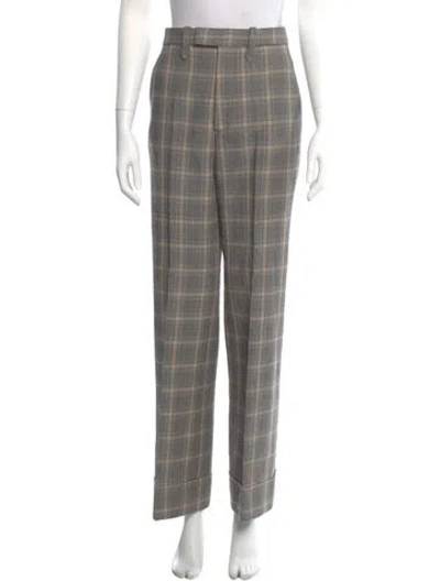 Pre-owned Gucci Linen Wide Leg Pants In Gray