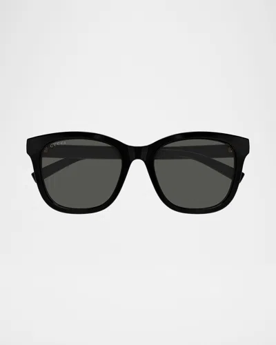 Gucci Lines 55mm Acetate Square Sunglasses In Black