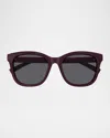 Gucci Lines 55mm Acetate Square Sunglasses In Black