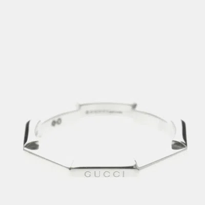 Pre-owned Gucci Link To Love Ring 18k White Gold Fashion Band Ring Eu 57