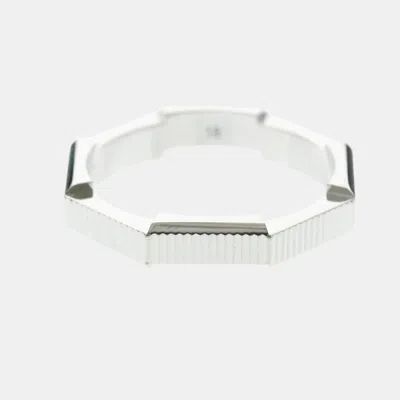 Pre-owned Gucci Link To Love Ring 18k White Gold Fashion Band Ring Eu 58