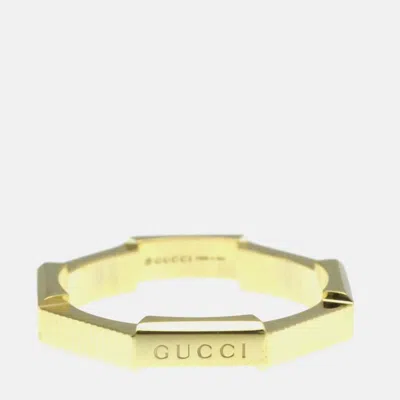Pre-owned Gucci Link To Love Ring 18k Yellow Gold Fashion No Stone Band Ring Eu 60