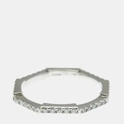 Pre-owned Gucci Link To Love Ring White Gold 18k Fashion Diamond Band Ring Silver
