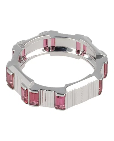 Gucci Link To Love Rubellite Ring In Silver