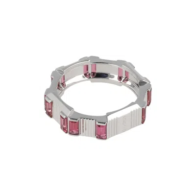 Pre-owned Gucci Link To Love Rubellite Ring 'silver' | Women's Size 13