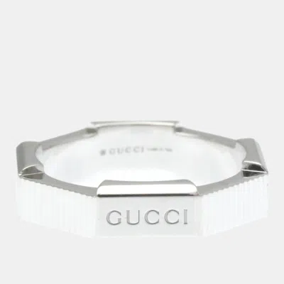 Pre-owned Gucci Link To White Gold 18k Fashion No Stone Band Ring Silver Eu 52
