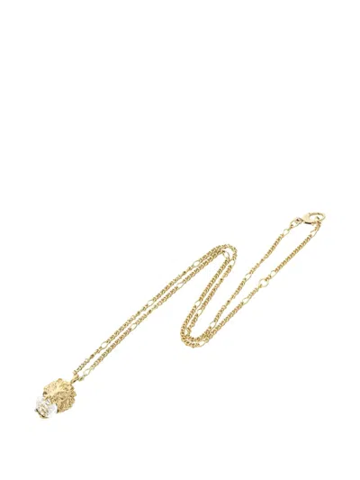 Pre-owned Gucci Lion Crystal Necklace In Gold