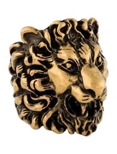 Pre-owned Gucci Lion Head Cocktail Ring In Multi