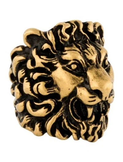 Pre-owned Gucci Lion Head Cocktail Ring In Multi