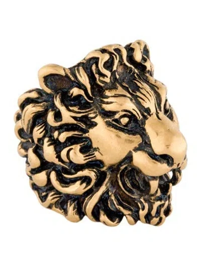 Pre-owned Gucci Lion Head Cocktail Ring In Multi