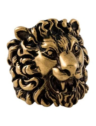 Pre-owned Gucci Lion Head Cocktail Ring In Multi