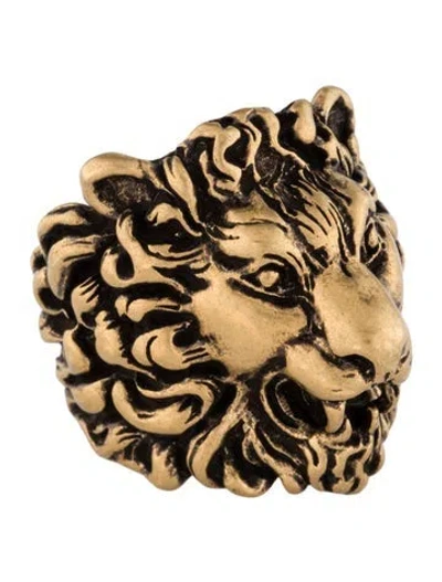 Pre-owned Gucci Lion Head Cocktail Ring In Multi