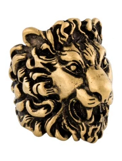 Pre-owned Gucci Lion Head Cocktail Ring In Multi