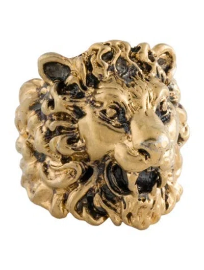 Pre-owned Gucci Lion Head Cocktail Ring In Multi