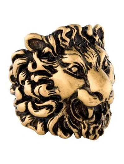 Pre-owned Gucci Lion Head Cocktail Ring In Multi
