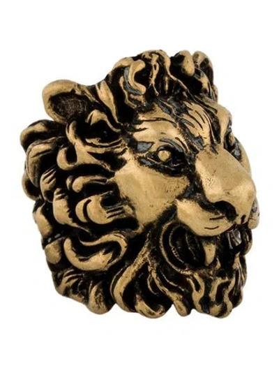 Pre-owned Gucci Lion Head Cocktail Ring In Multi