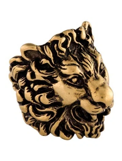 Pre-owned Gucci Lion Head Cocktail Ring In Multi