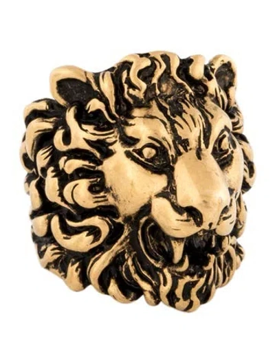 Pre-owned Gucci Lion Head Cocktail Ring In Multicolor