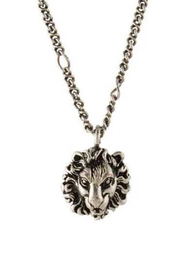 Pre-owned Gucci Lion Head Pendant Necklace, 24" In Multi