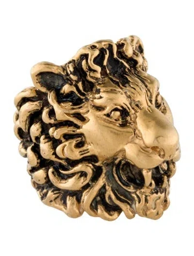 Pre-owned Gucci Lion Head Ring In Multi