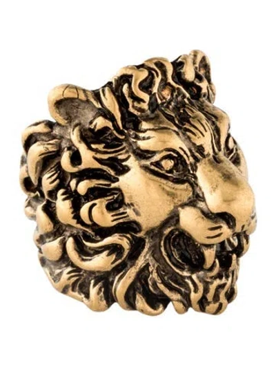 Pre-owned Gucci Lion Head Ring In Multi