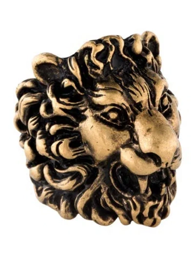 Pre-owned Gucci Lion Head Ring In Multi