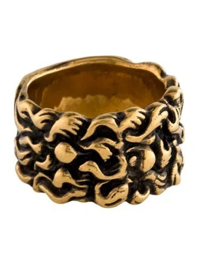 Pre-owned Gucci Lion Mane Band Ring In Multi