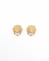 Gucci Lion Rhinestone Clip-on Earrings In Gold