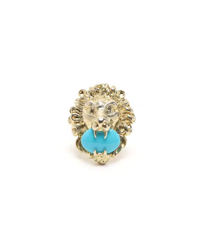 Gucci Lion Rhinestone Ring, Size 55 In Gold