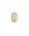 Gucci Lion Rhinestone Ring, Size 55 In Gold