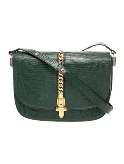 Pre-owned Gucci Lizard Sylvie 1969 Small In Green