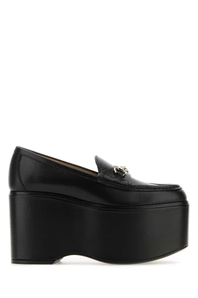 Gucci Horsebit Leather Platform Loafers In Black